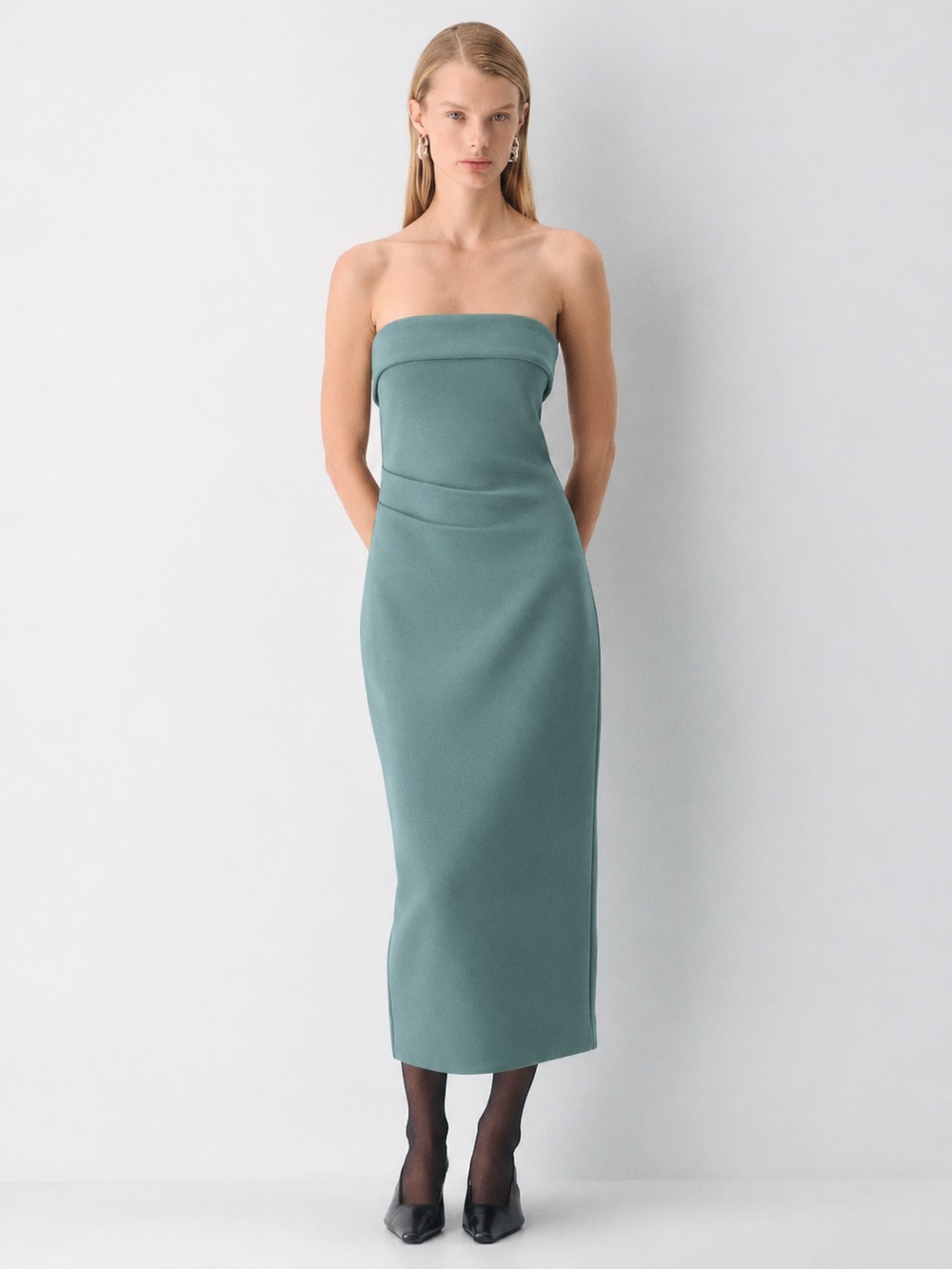 NWT Aritzia Ten Strapless Eyecatcher  Dress in Sage Teal